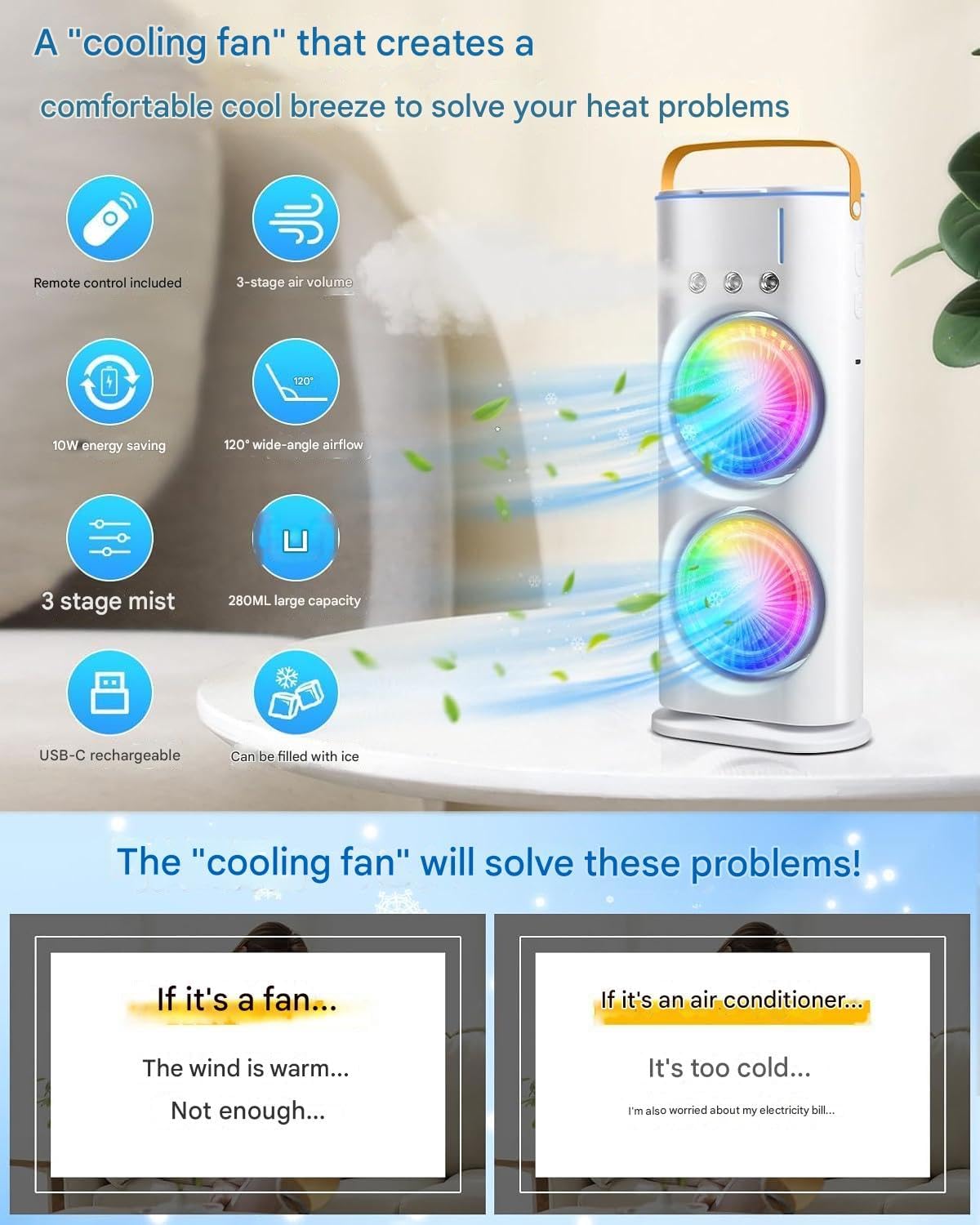 Double End Air Cooler Mist Fan
