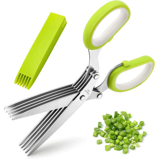 5-blade herb scissors cutting parsley