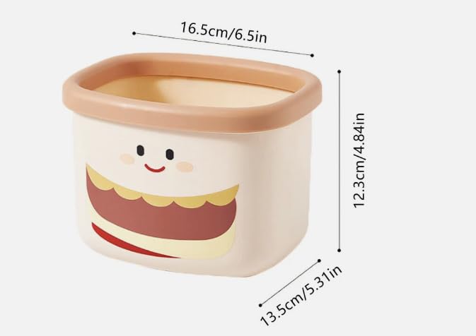 Small Mini hamburger with cartoon face design and dimensions labeled on a white background