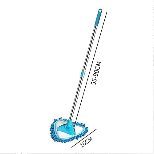 Rotating triangle mop with long handle for corners and ceiling cleaning

