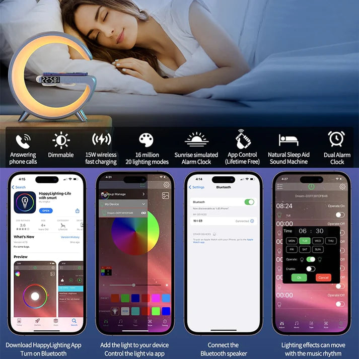 Bluetooth music and ambient light lamp for bedtime