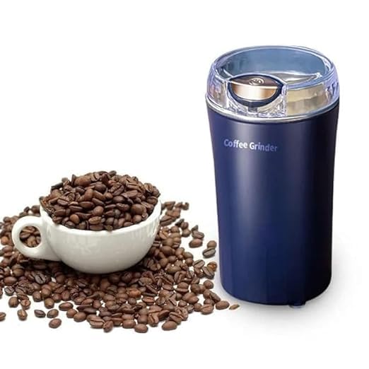 Electric coffee and spice grinder in stainless steel with removable bowl – compact and multi-functional kitchen appliance for masalas, beans, and herbs.
