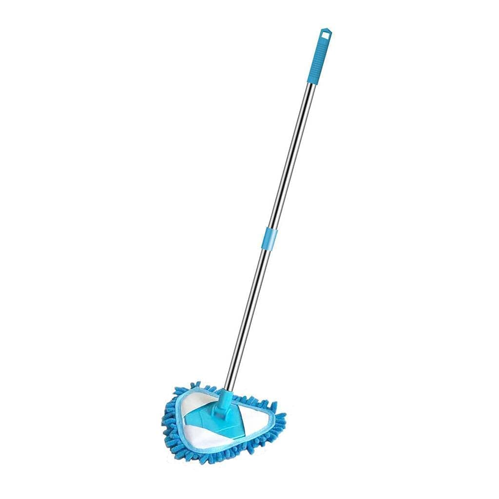 Rotating triangle mop with long handle for corners and ceiling cleaning

