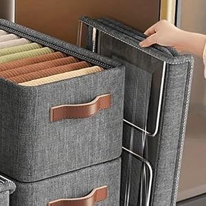 Foldable Metal Frame Wardrobe Organizer Box with Lid – Clothes and Bra Storage for Almirah