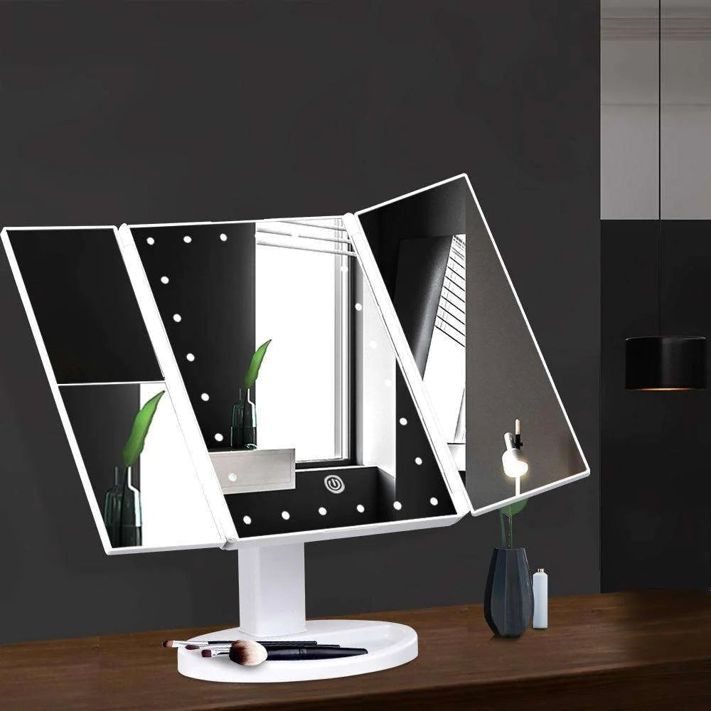 Tri-fold Makeup Mirror with Lights
