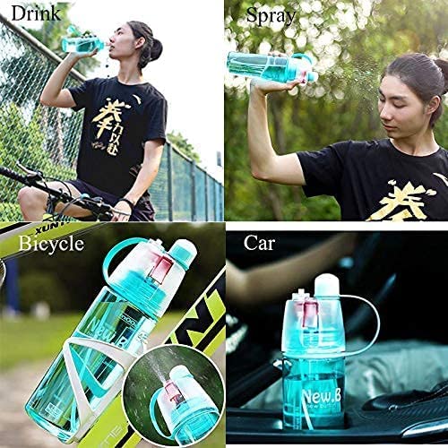 Ergonomic sports bottle with misting and sipping

