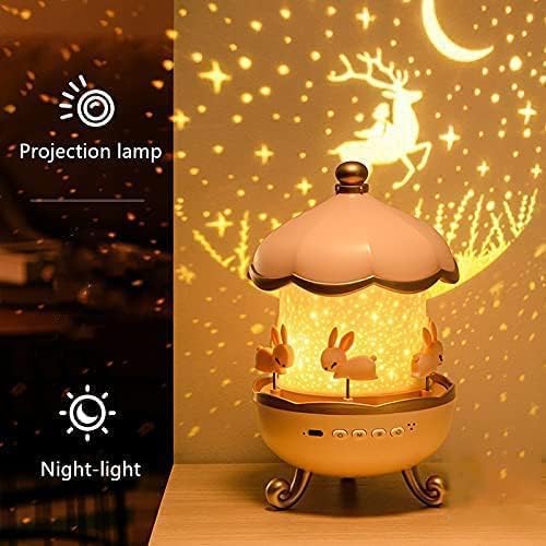 Decorative night light with projection lamp and night-light functions, featuring a carousel design.