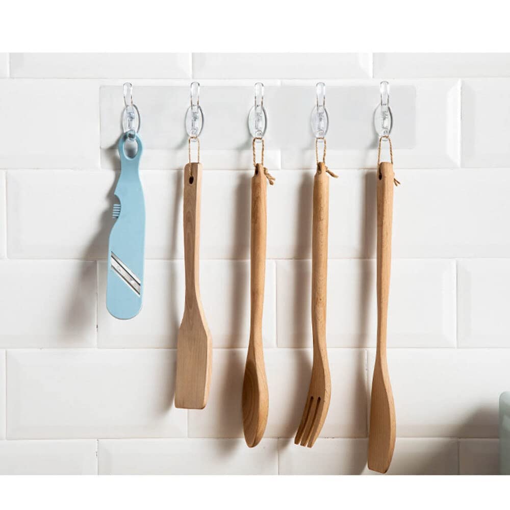 Transparent heavy-duty adhesive wall hook with 6 rotating hangers for kitchen, bathroom, and multipurpose use – no drilling required.

