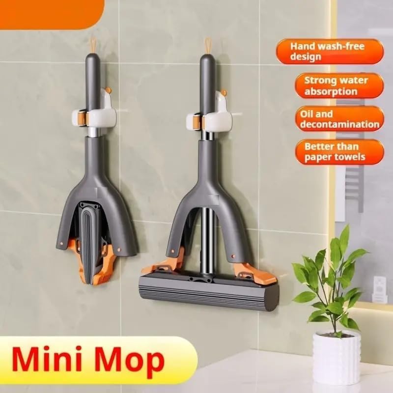Mini Self-Squeeze Foldable Mop for Compact Cleaning

