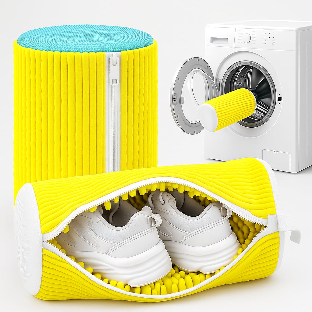 Mesh shoe washing machine bag with zipper for safe and easy shoe cleaning

