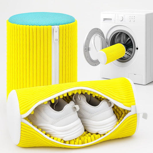 Mesh shoe washing machine bag with zipper for safe and easy shoe cleaning

