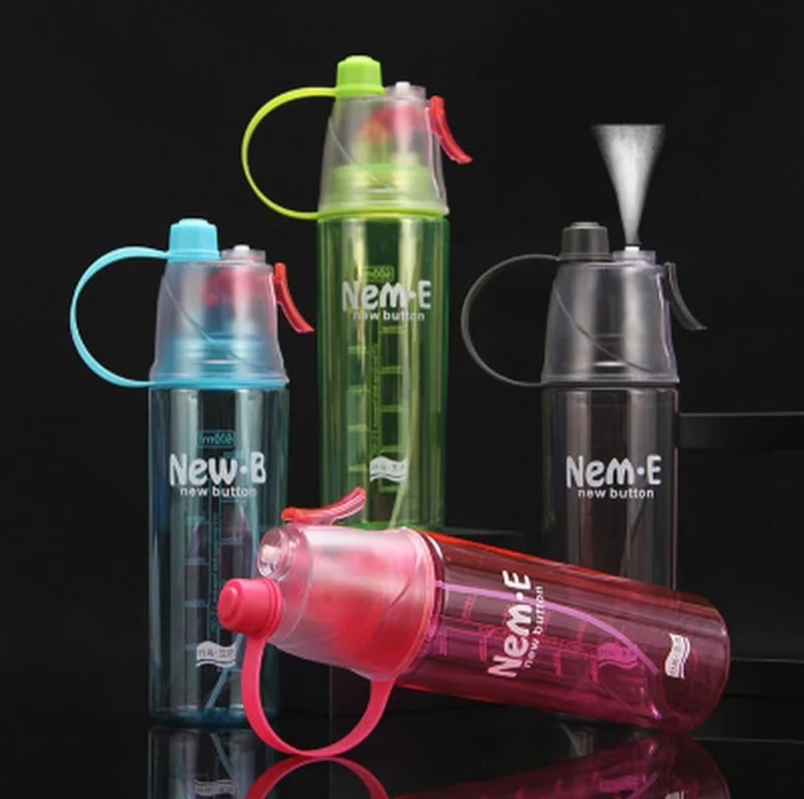 Leak-proof 600ml water bottle with spray nozzle

