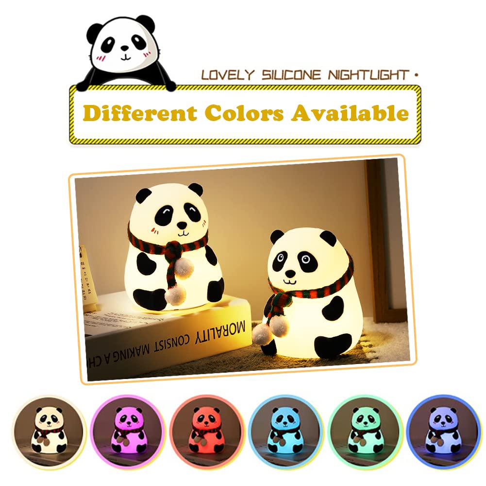 Panda-shaped nightlight with color options displayed on a white background