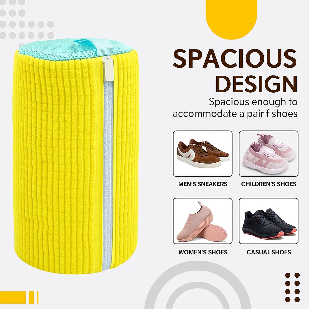Mesh shoe washing machine bag with zipper for safe and easy shoe cleaning

