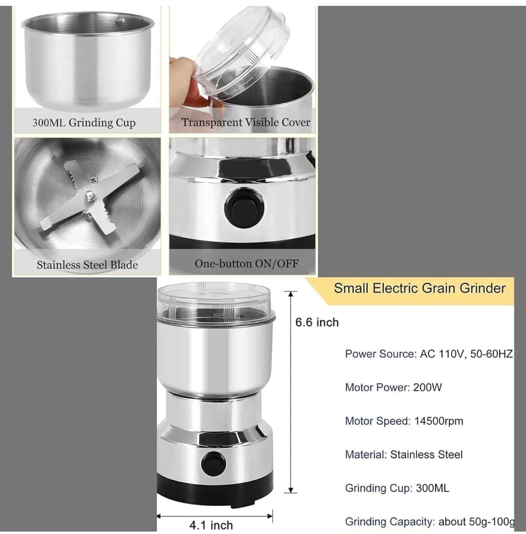 Stainless Steel Multifunctional Grinder for Spices & Coffee – Compact & Portable