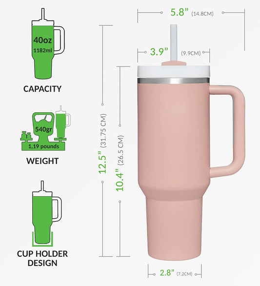 40oz Stainless Steel Vacuum Insulated Tumbler with Straw and Lid – Splash-Proof Travel Mug