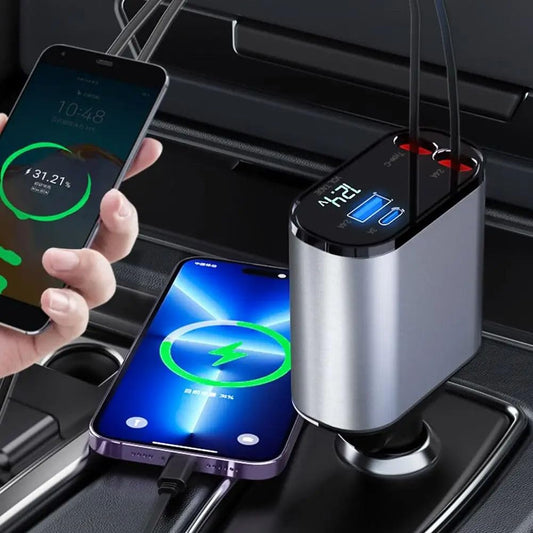 Retractable 4 In 1 Car Charger
