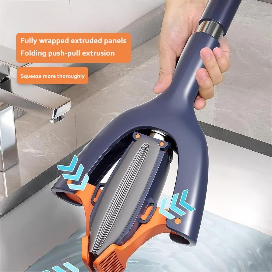 Hand holding a kitchen tool with text on extrusion panels and push-pull extrusion.
