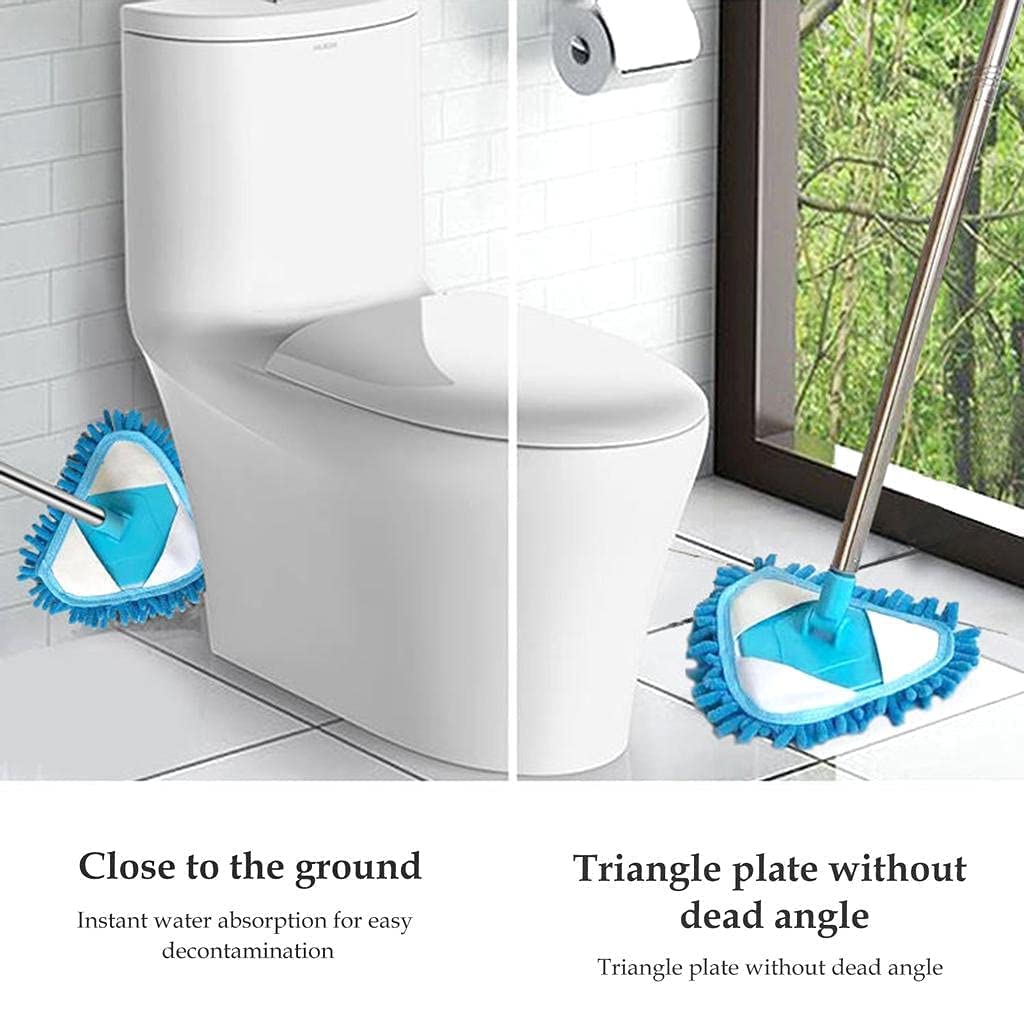 Rotating triangle mop with long handle for toilet