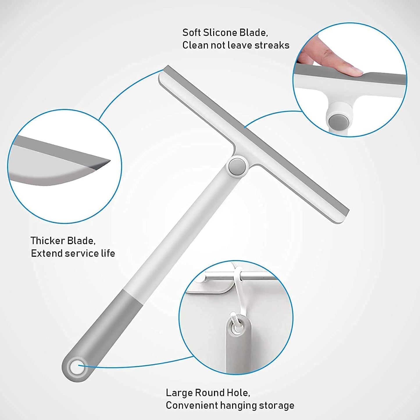 Squeegee with features highlighted on a gray background