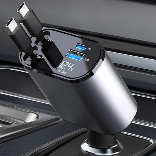 Retractable 4 In 1 Car Charger