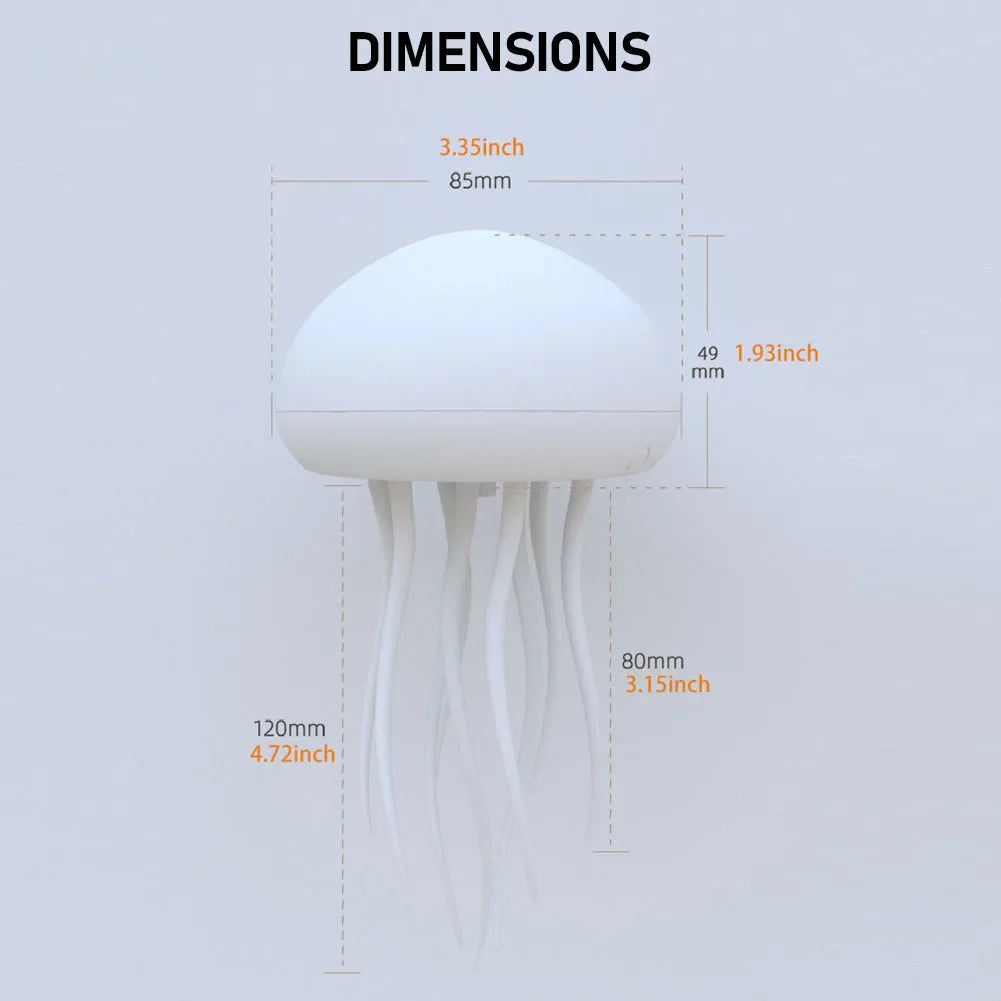 White jellyfish-shaped object with dimensions labeled on a light gray background