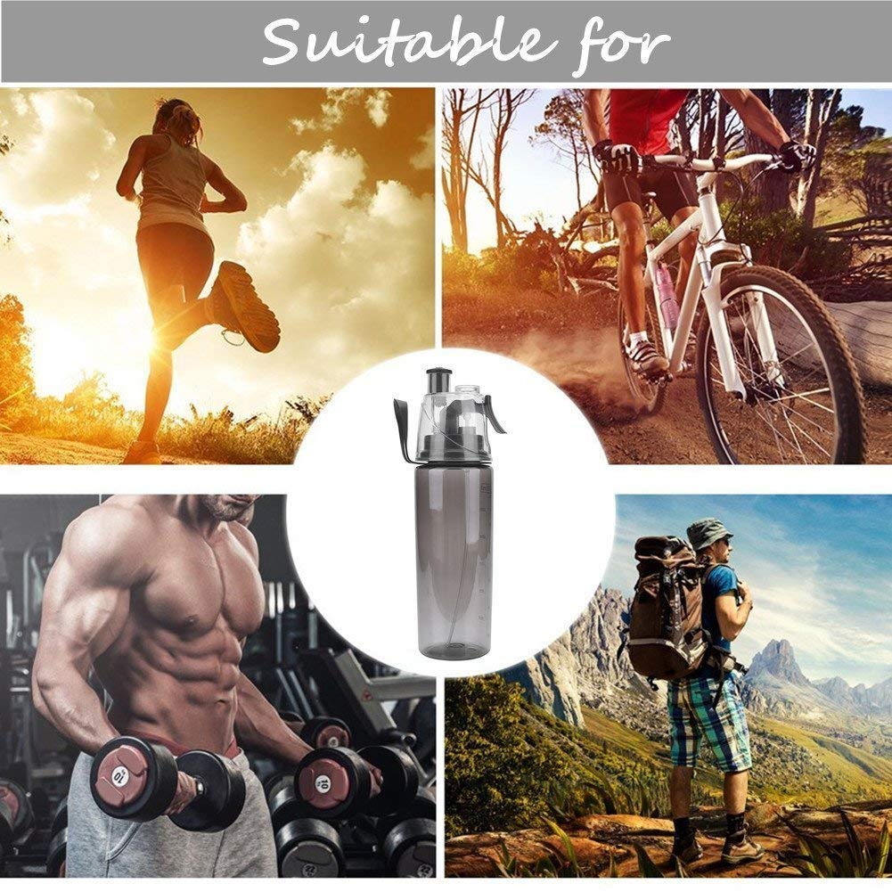 Collage of people engaging in outdoor activities with a water bottle in the center.