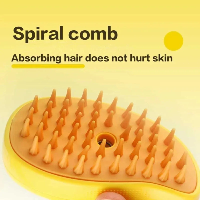 Cat grooming brush with steam

