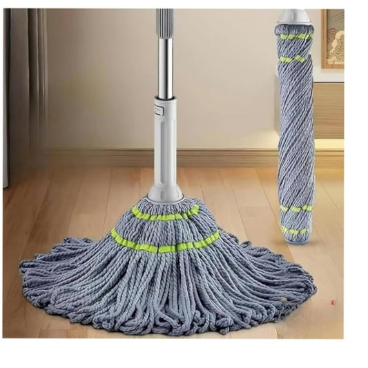 Self-squeeze twist mop with drip-free wringing for quick floor cleaning


